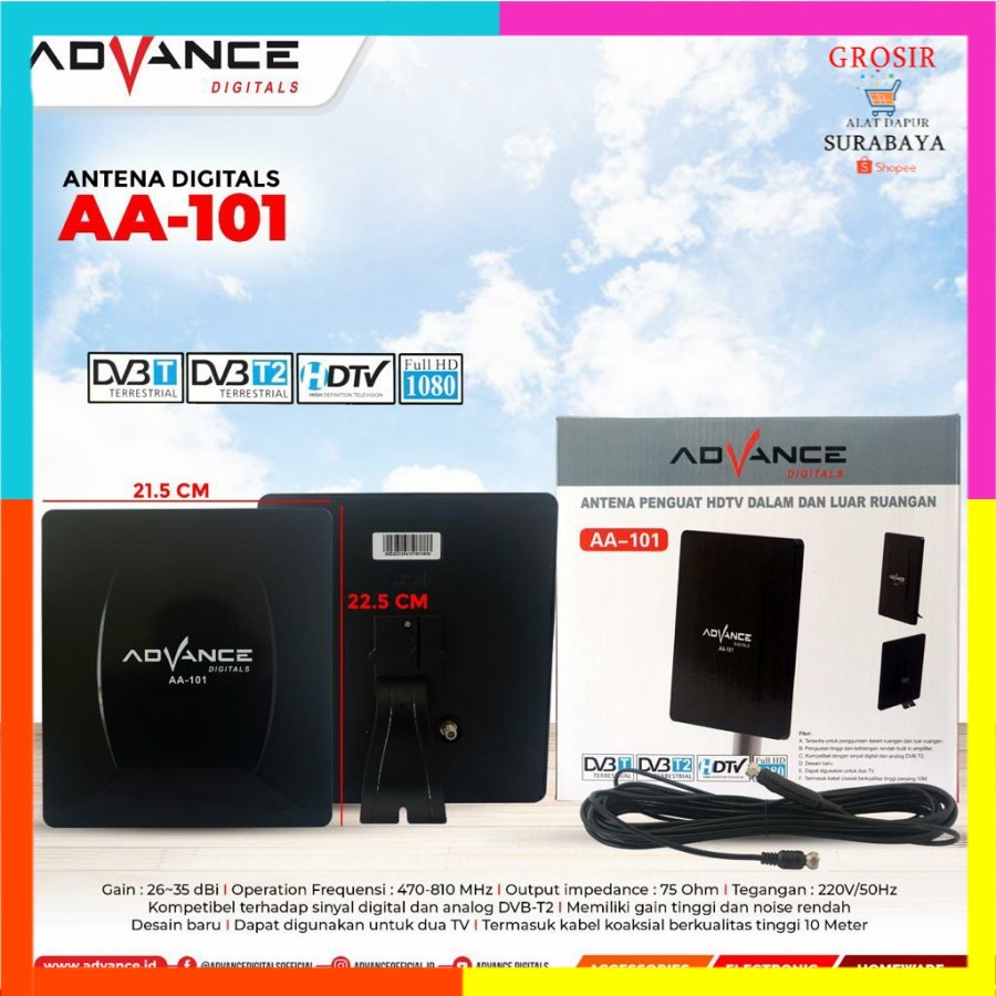 ADVANCE AA-101 ANTENA TV DIGITAL LED LCD /ADVANCE AA101 luar dan dalam ruangan
