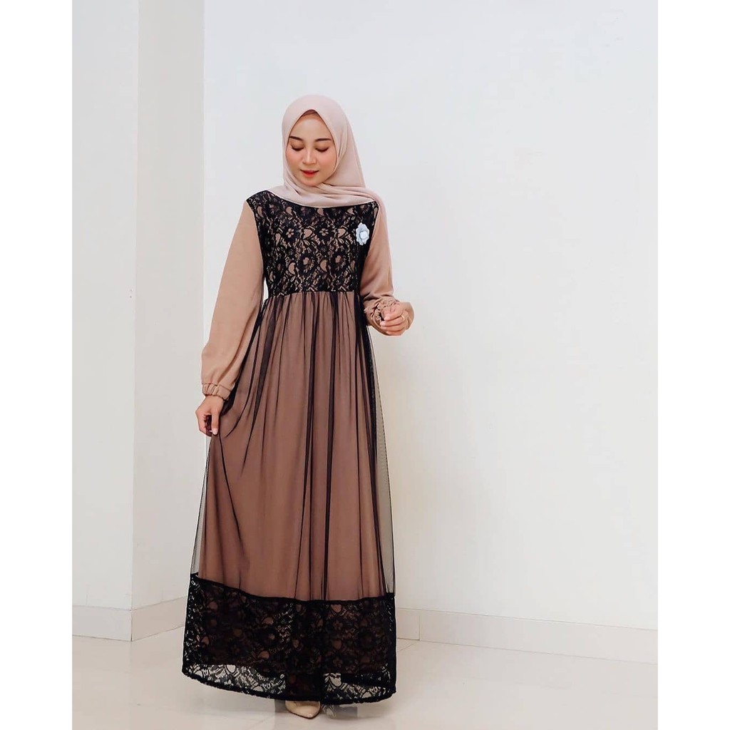 CORDY DRESS BRUKAT - DRESS BRUKAT TILE - DRESS MAXI PESTA- DRESS KONDANGAN LEBARAN - ORIGINAL PICT BY PRQUEEN