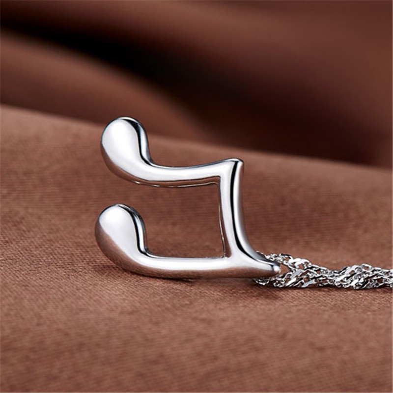 [Ready Stock]Fashion Personality Musical Note Pendant Silver Necklace