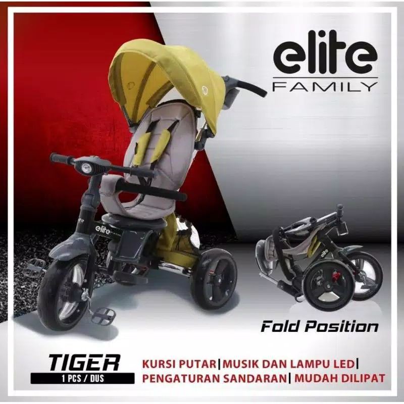 sepeda stroller elite family TIGER roda 3 bisa dilipat