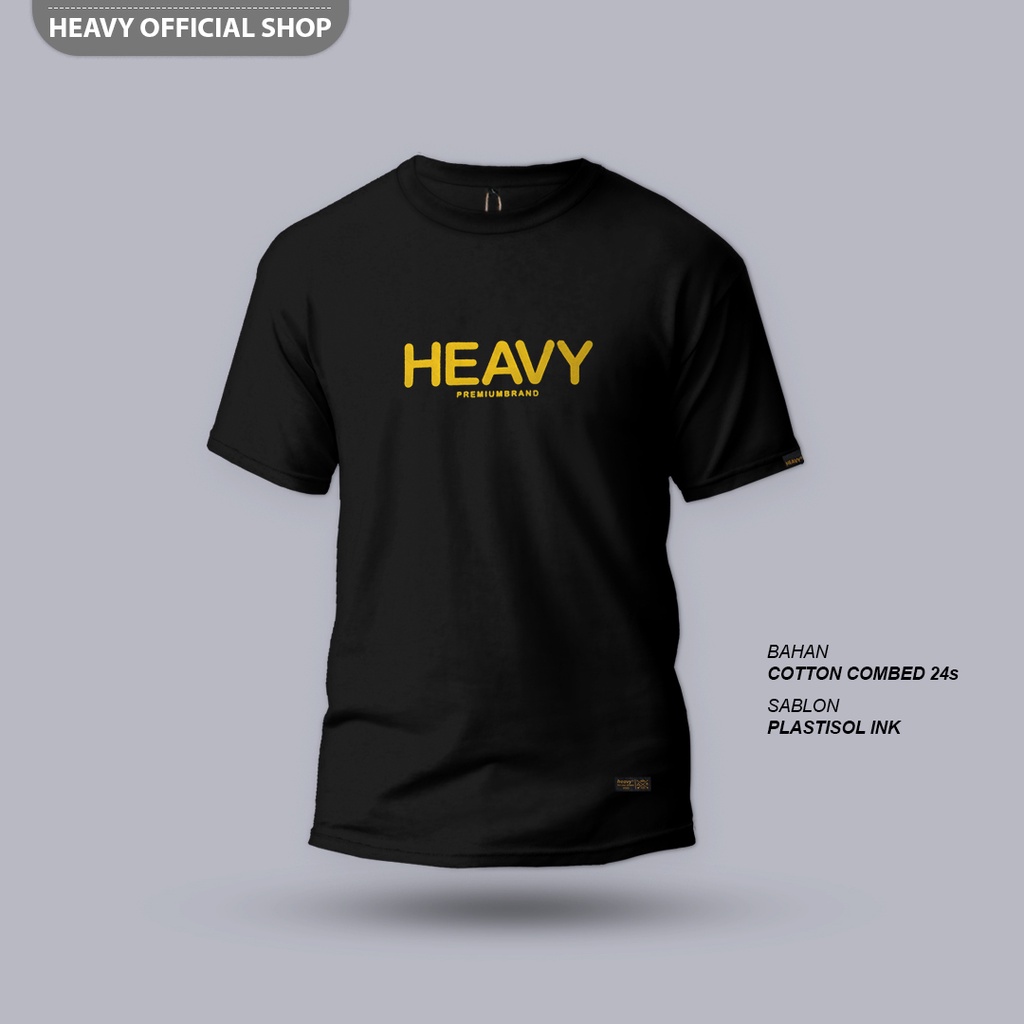 Black T-shirt Heavy Original Front HEAVY Baju Pria Distro | Pakaian Atasan