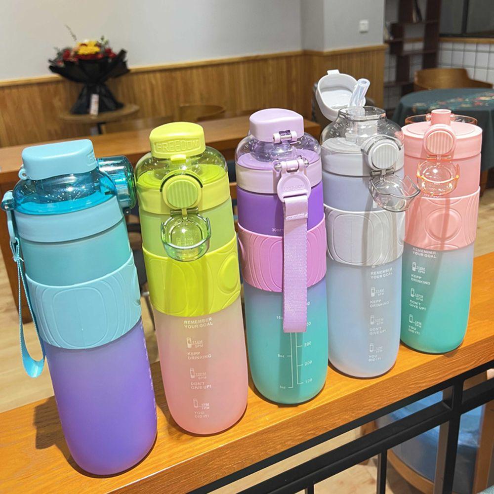 Solighter 1100ML Botol Air Olahraga Portable Travel Strap Water Cup Dengan Penanda Waktu