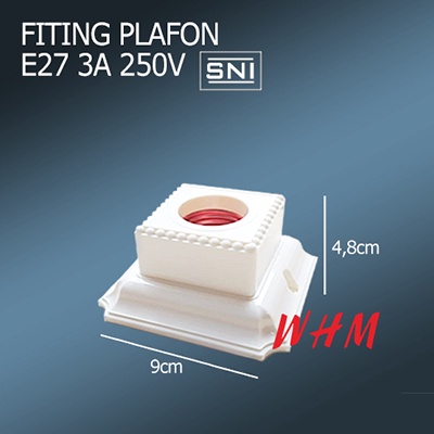 E27 3A-5A 250V Fiting Lampu Plafon Kotak Putih Bermotif