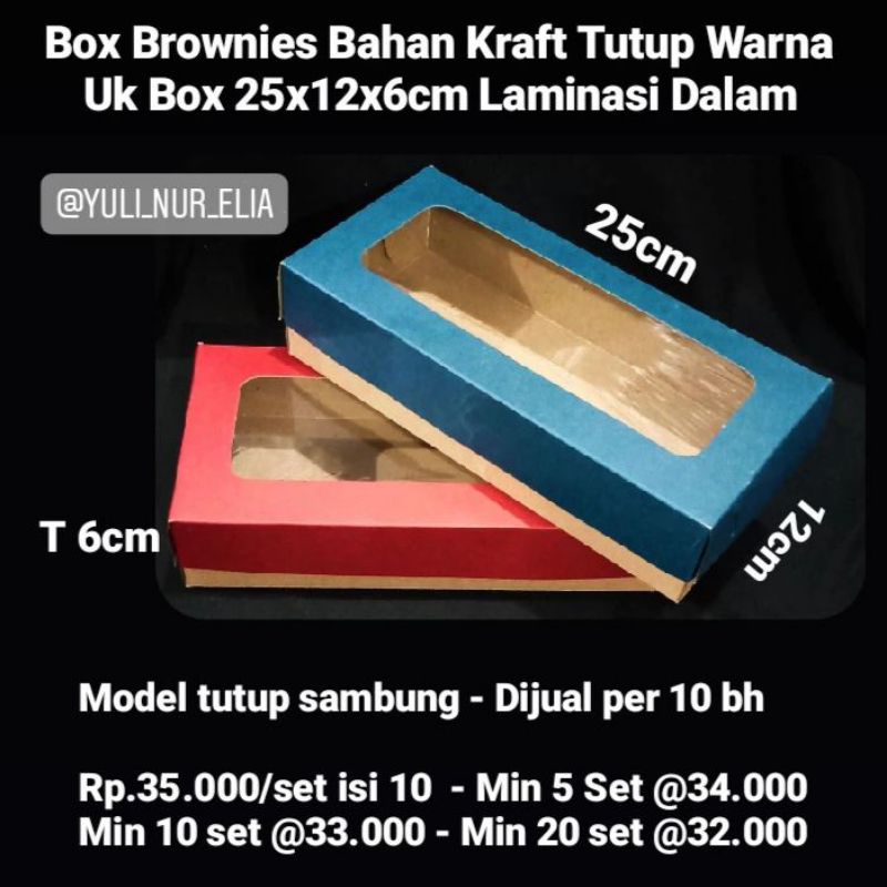

Box Brownies Bahan Kraft Tutup Warna Uk Box 25x12x6cm Laminasi Dalam