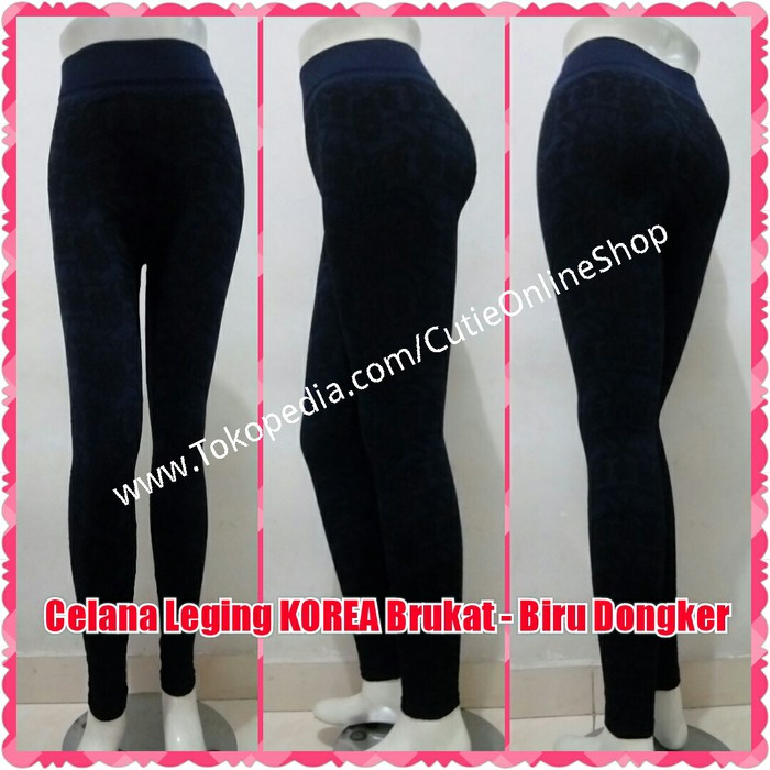 PROMO Celana Leging KOREA Brukat - Biru Dongker Legging  33556