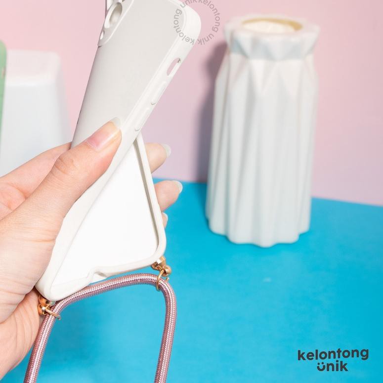 ♣ (Seri 4) For iPhone - Square Edge Silicone Matte Lanyard Soft Case/ Sling Case Tali ✹