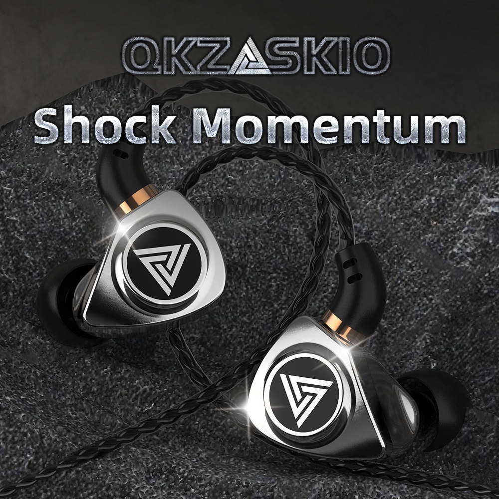 QKZ SK10 earphone Metal Body HIFI BASS stereo music telfon Sport daily headset dengan mic original