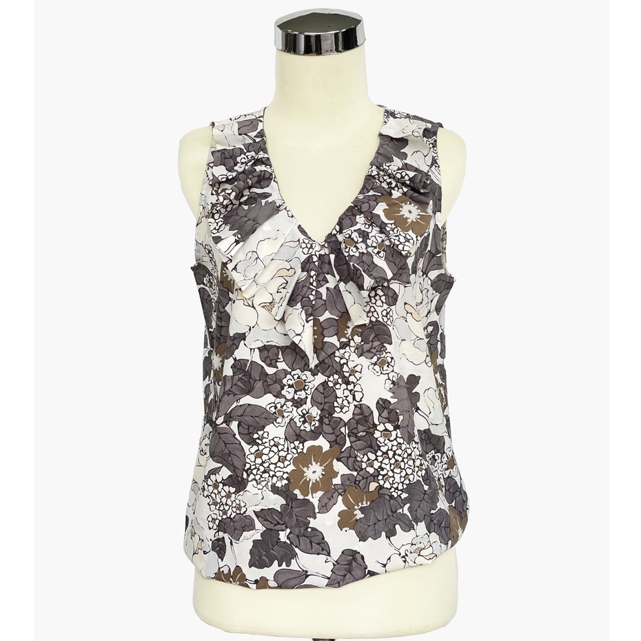 Blouse Wanita - LOFT Sleeveless Gray Floral (TT-124)