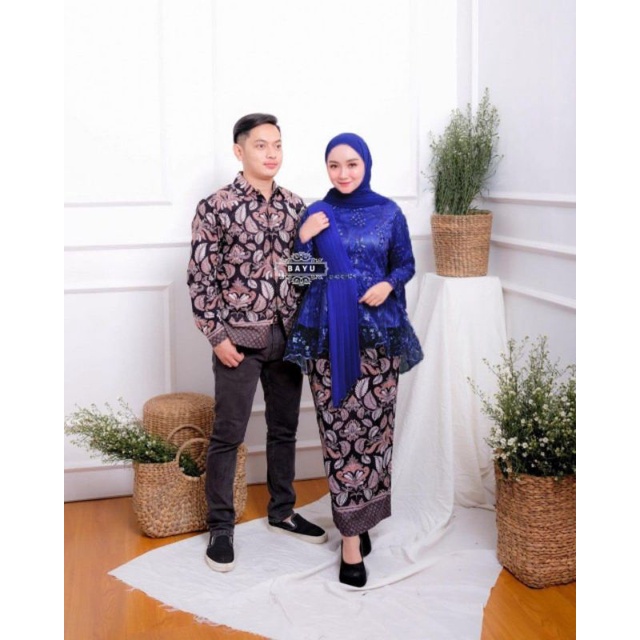 KEBAYA COUPLE MODERN KEBAYA LAMARAN WISUDA TUNANGAN KEBAYA KONDANGAN-SET COUPLE (NAVY)