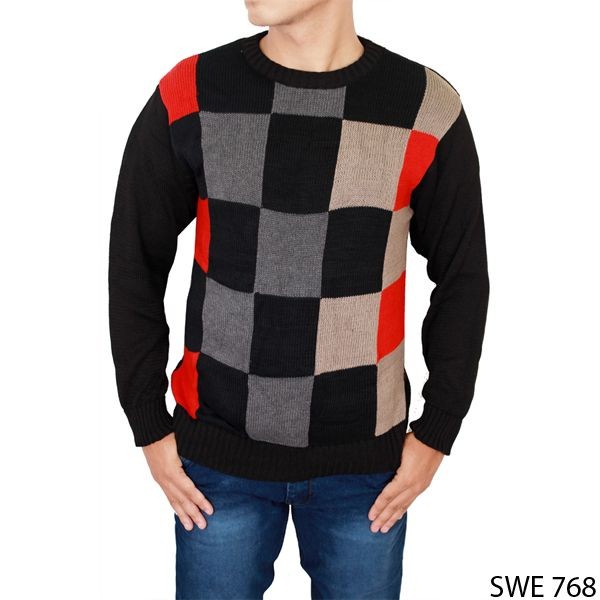 Sweater Keren Distro Rajut Hitam Kombinasi – SWE 768