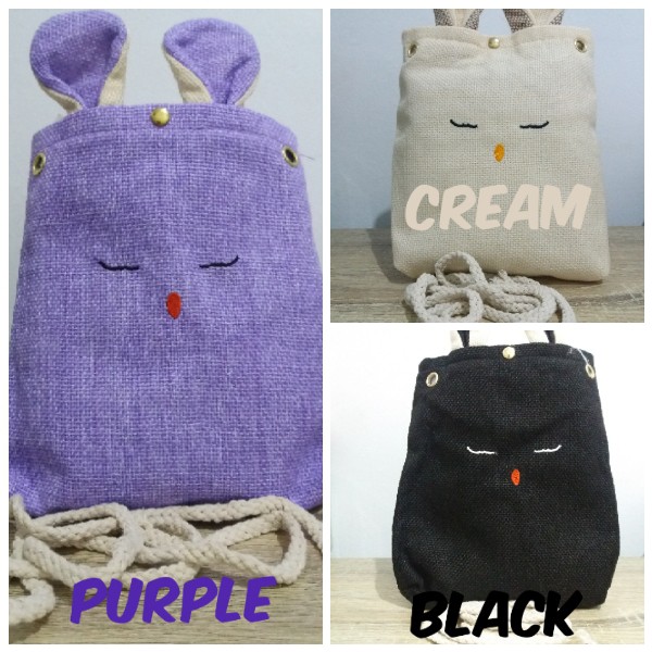 Tas Selempang Kanvas Emoticon Rabbit Fashion Wanita Korean Style Import