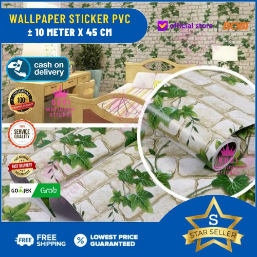 Wallpaper Sticker Motif Bata Daun 5089 - Wallpaper Sticker PVC ± 9 meter x 45 cm