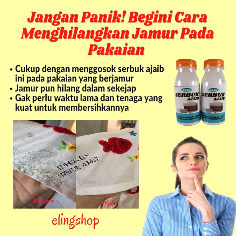 SERBUK AJAIB PEMBERSIH PENGHILANG SERBAGUNA NODA JAMUR PEMUTIH KAIN BAJU PAKAIAN STROLLER MEMBANDEL AMPUH 100 ml