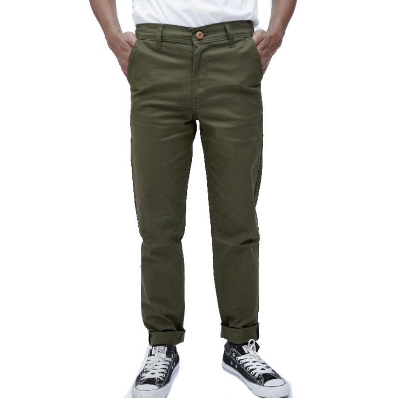 Omidoki Chino Pants Shyla Celana Panjang Pria Olive Chinos Distro