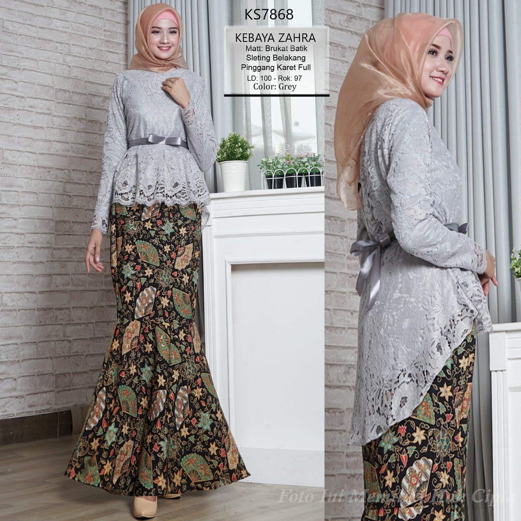 zahra kebaya pesta set brukat rok batik mermaid ori lintang realpic