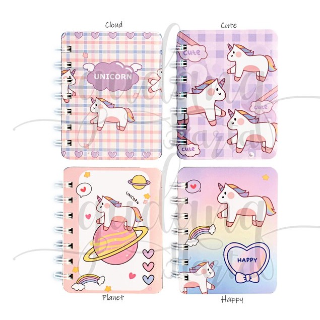 Notebook Mini Spiral Pink Unicorn Buku Catatan Kuda Poni GH 308733