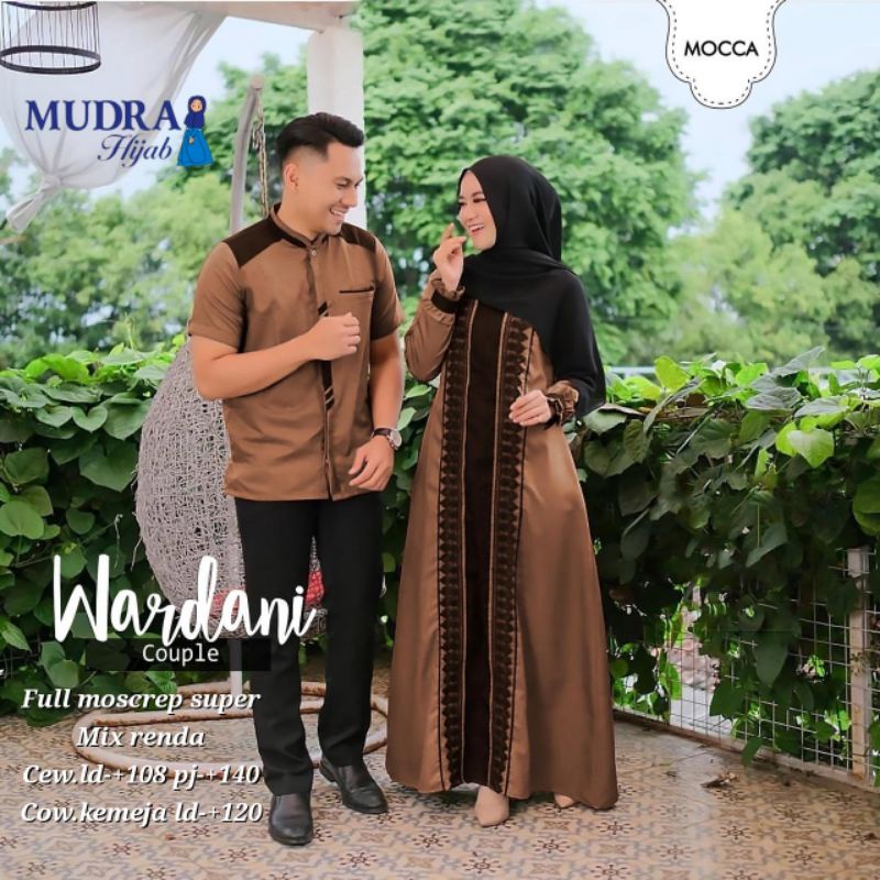 WARDANI COUPLE, KOKO + GAMIS CANTIK DAN ANGGUN ORIGINAL MUDRA HIJAB BAHAN MOSSCREPE MIX RENDA CANTIK
