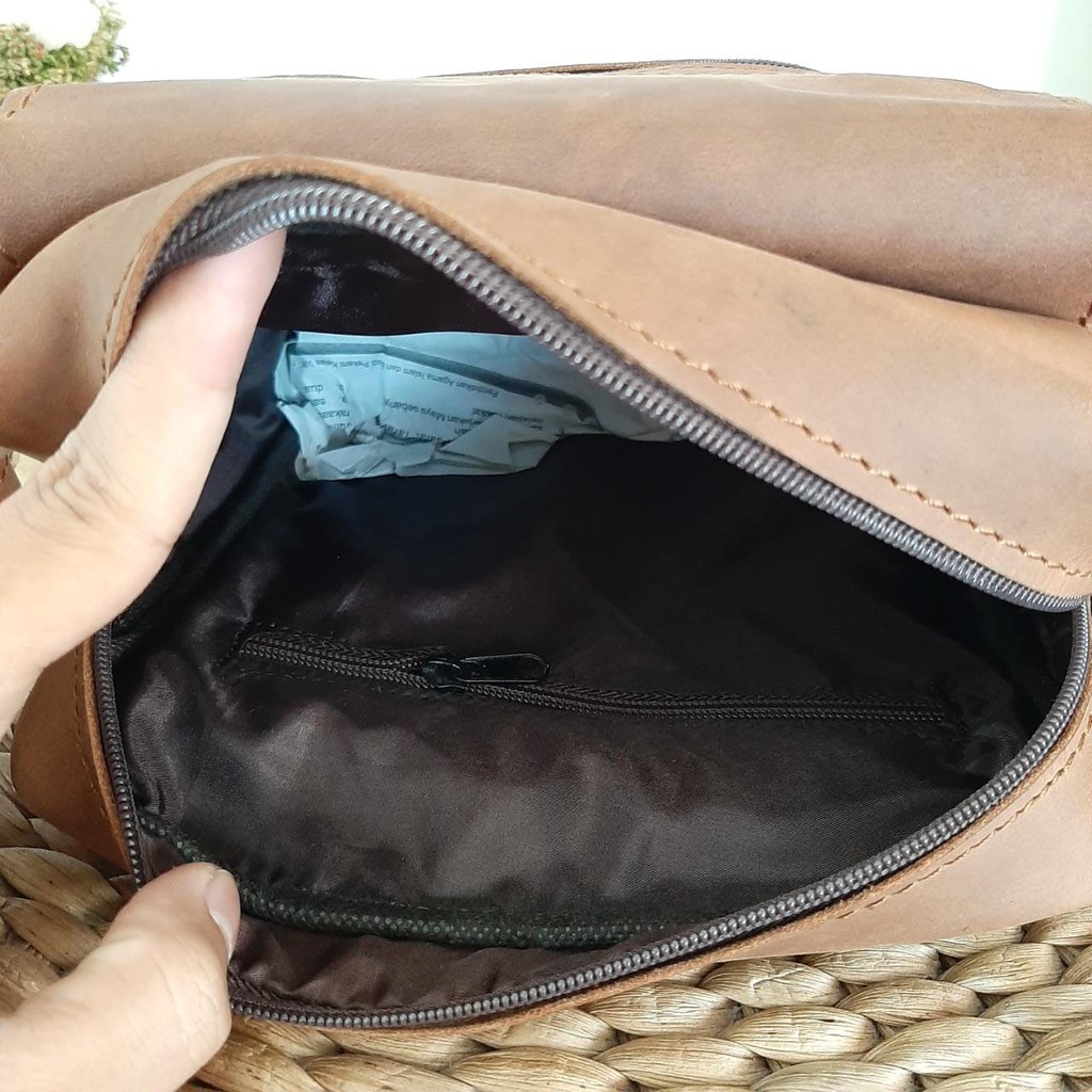 tas selempang kulit asli pria bahan CH sapi kekinian garansi uang kembali