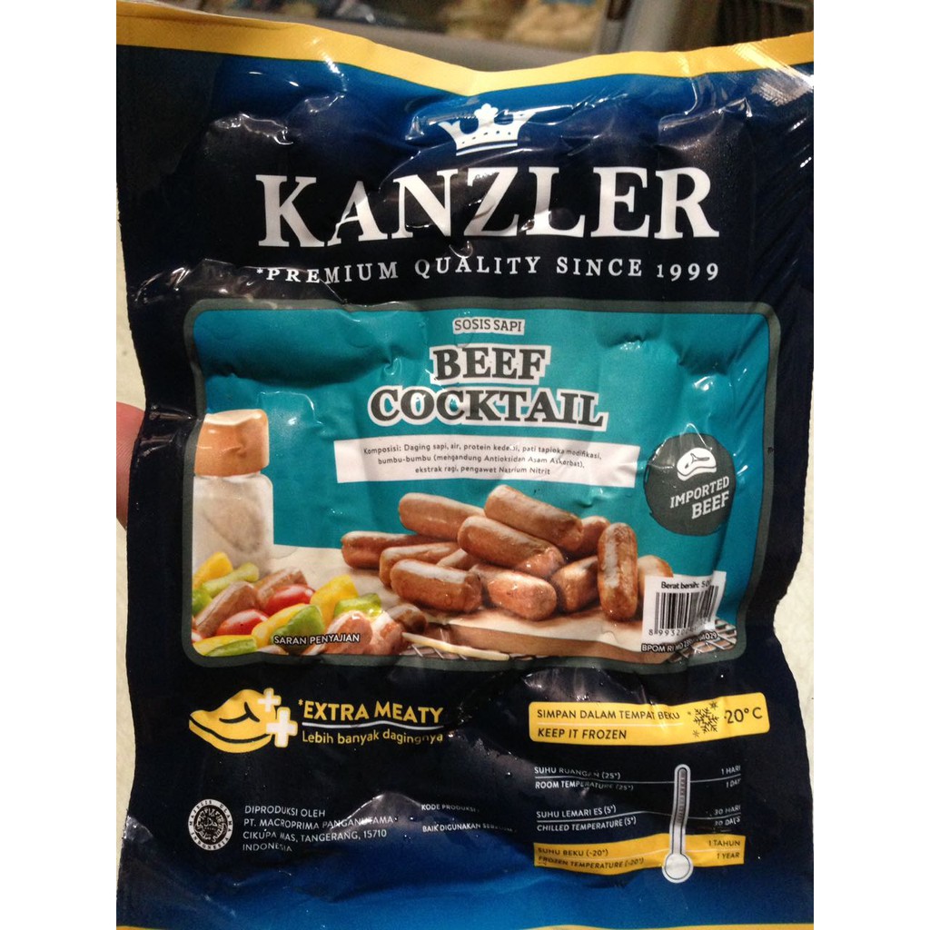 Kanzler Beef Cocktail Sausage 500 gr Sosis Sapi Mini Kecil Kiloan