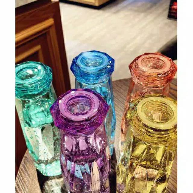 [ PROMO MURAH BANGET ]Botol Minum Kaca Unik Kekinian Bentuk Kristal Diamond-2