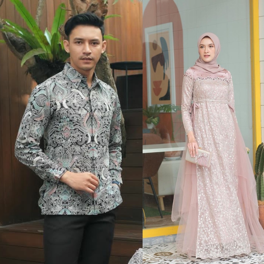 [NEW ARRIVAL] BISA COD ADA JUMBO VANIA COUPLE TERBARU//GAMIS BROKAT MUTIARA FULL KELILING KOMBINASI TULLE TUTU SERUT PINGGANG BISA ADJUST//BAJU SARIMBIT KEKINIAN GAMIS COUPLE KEMEJA BATIK DRESS BRUKAT GAMIS KONDANGAN//