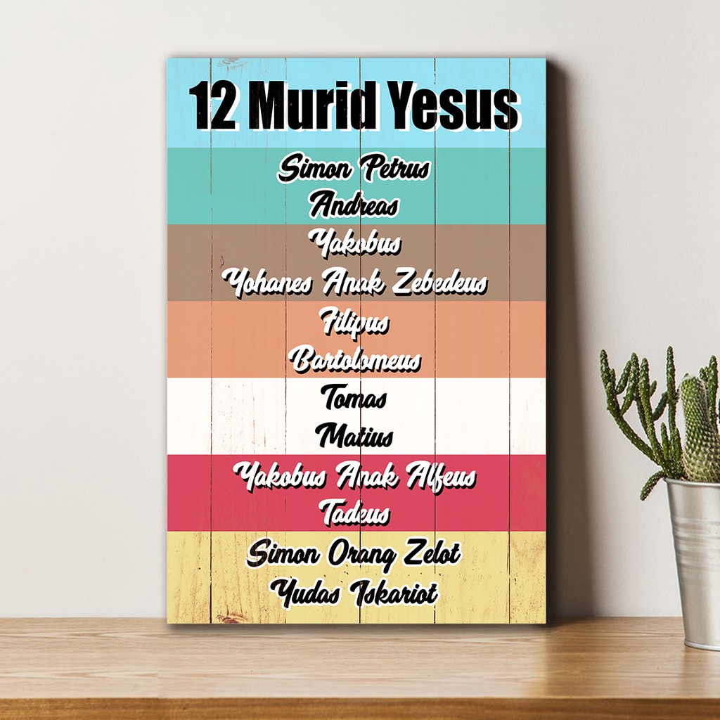 hiasan dinding 12 murid yesus poster kayu dekorasi kristen / katolik