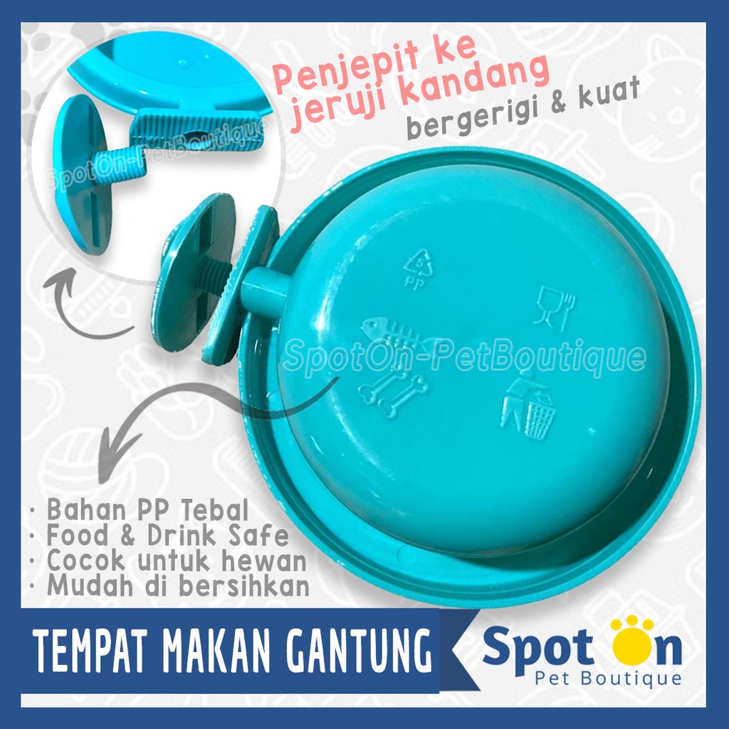 Tempat Makan Kandang Gantung Kucing Anjing Kelinci | Single Pet Bowl | Tempat Makan Hewan Motif