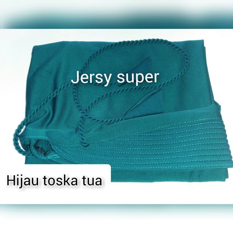 hijab jersey tali tambang/bergo jersey tali kepang/hijab jersey tali kepang/kerudung jersey tambang/hijab tali tambang polos variasi-Hijau toska tua