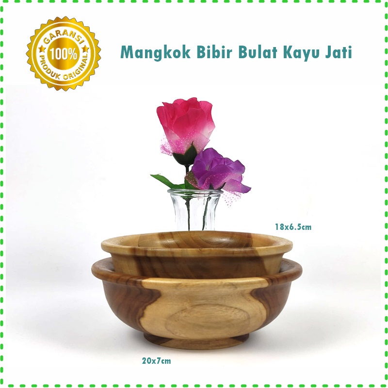 Mangkok Bibir Bulat Kayu Jati
