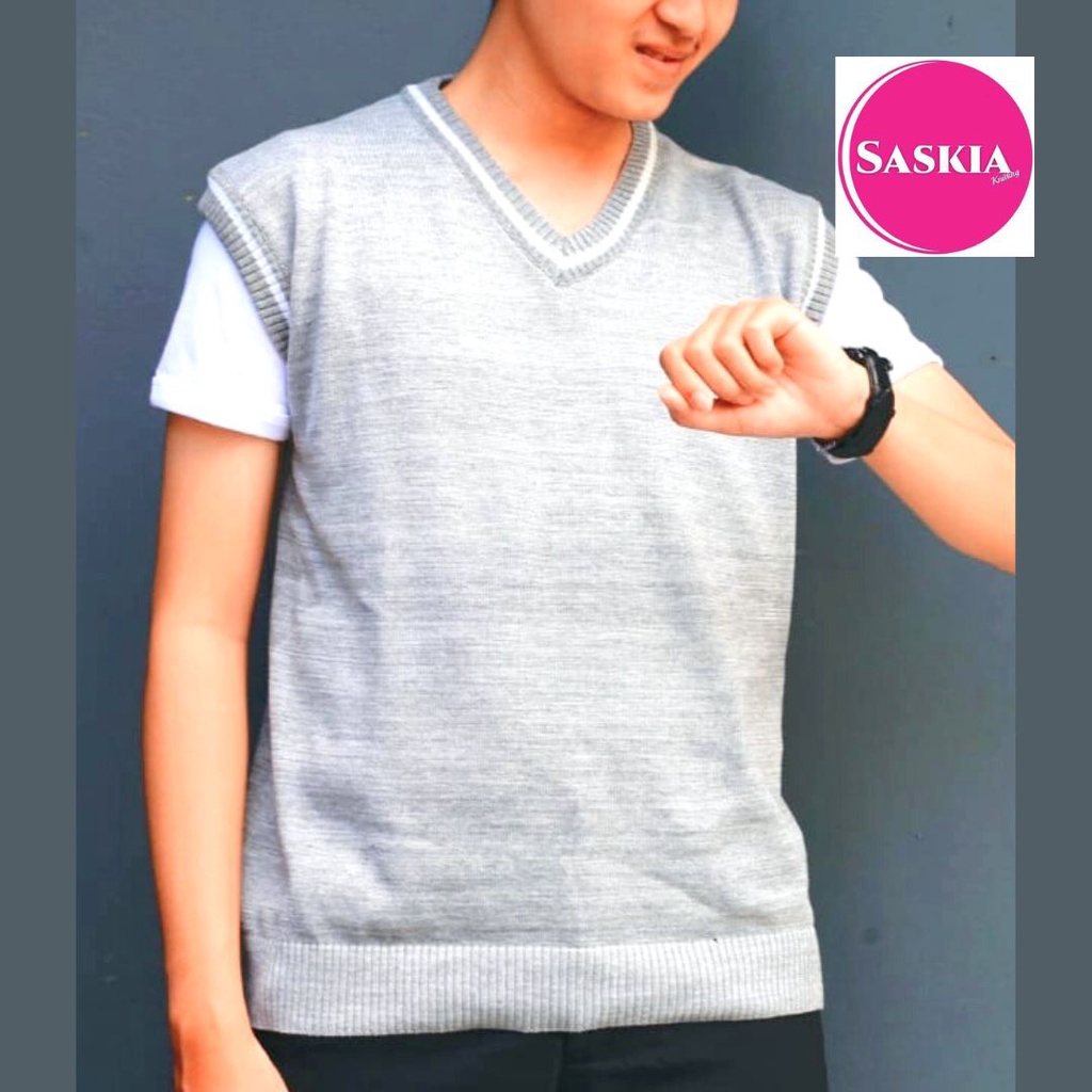 sweater Saskia kniting vest top rompi korea#atasan pria#pakaian pria