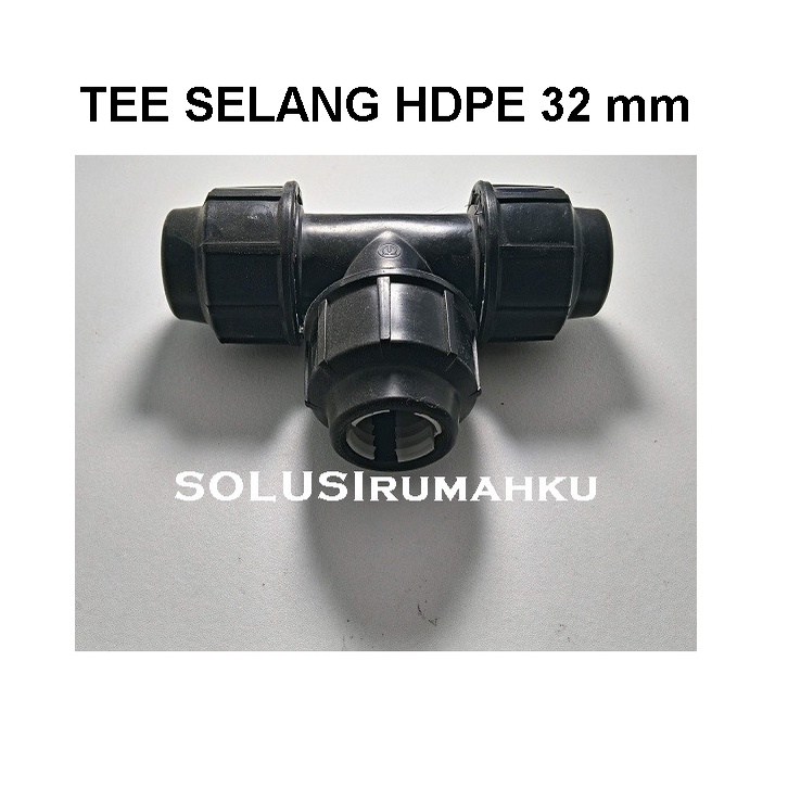 Tee Polos HDPE 1" T Tiga Selang ke Selang PE Hitam Selang PDAM 1 Inch