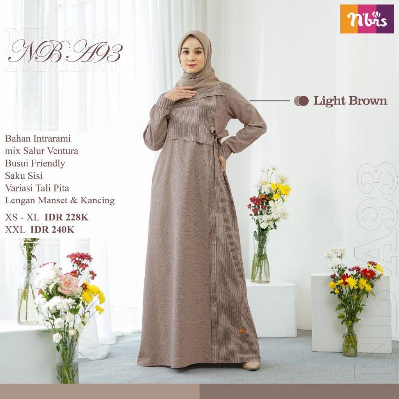 Baju gamis syari keren terbaru, bahan adem nyaman dipakai, Nibras NB A93