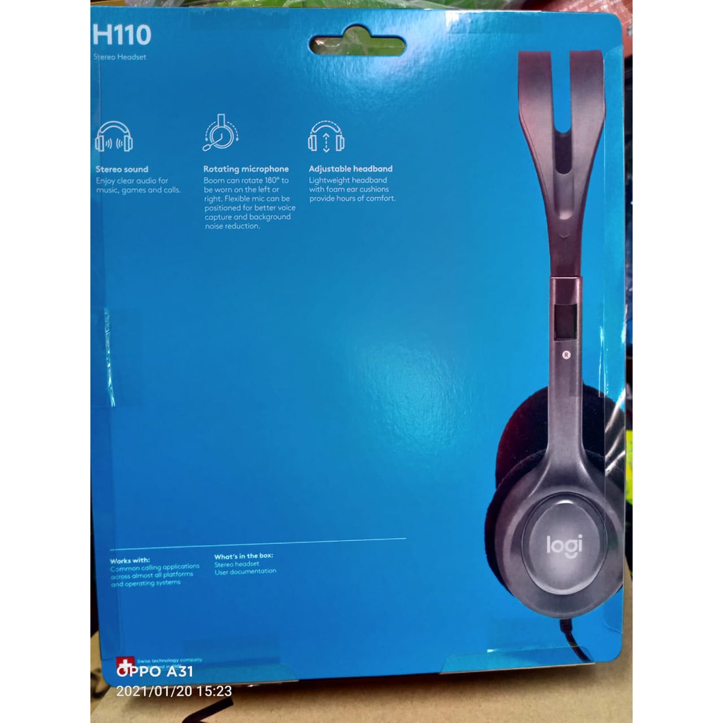 head set logitech h-110 logitech original 100% GARANSI RESMI HEADSET LOGITECH H-110 With Mic