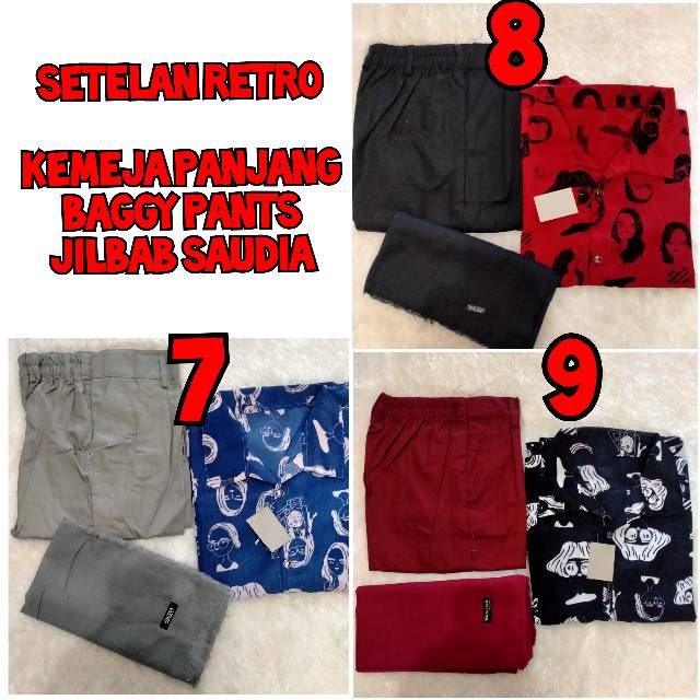 Setelan Baggypants Dan Kemeja Monalisa Retro