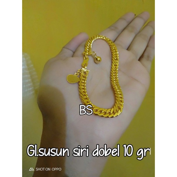 Gelang susun sirih dobel lapis emas 24 hrg glg sj