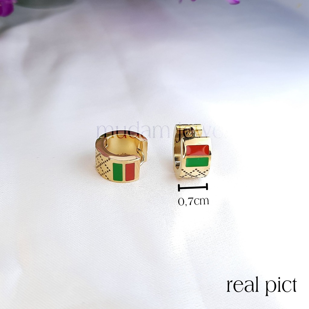 Anting Jepit Titanium Gc Simple dan Mewah Tersedia Warna Gold dan Rose Gold