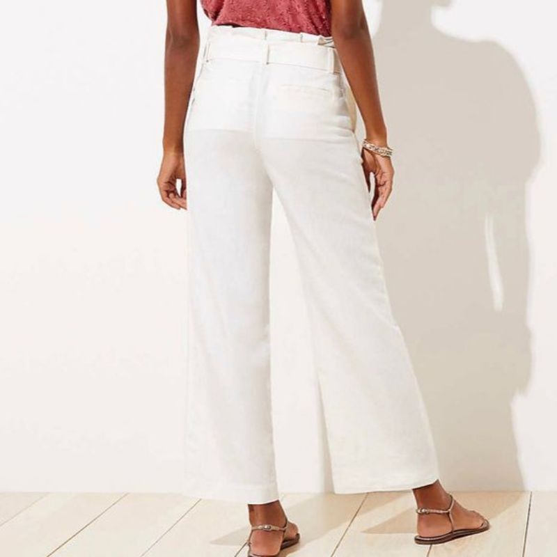 Loft linen wide leg pants (mocca &amp; bw) NO BELT