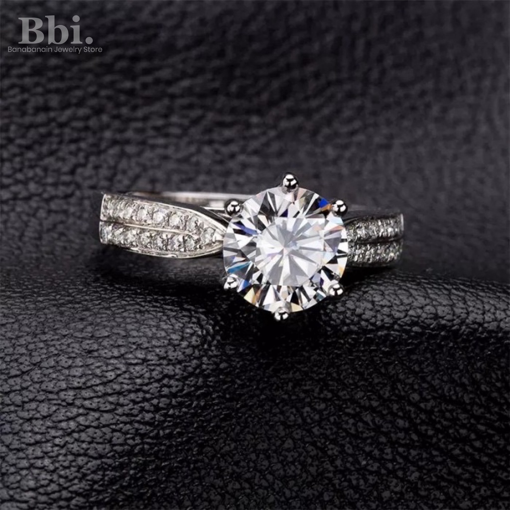 Cincin Berlian Wanita Korea Silver Kristal Putih Periasan CCKPP