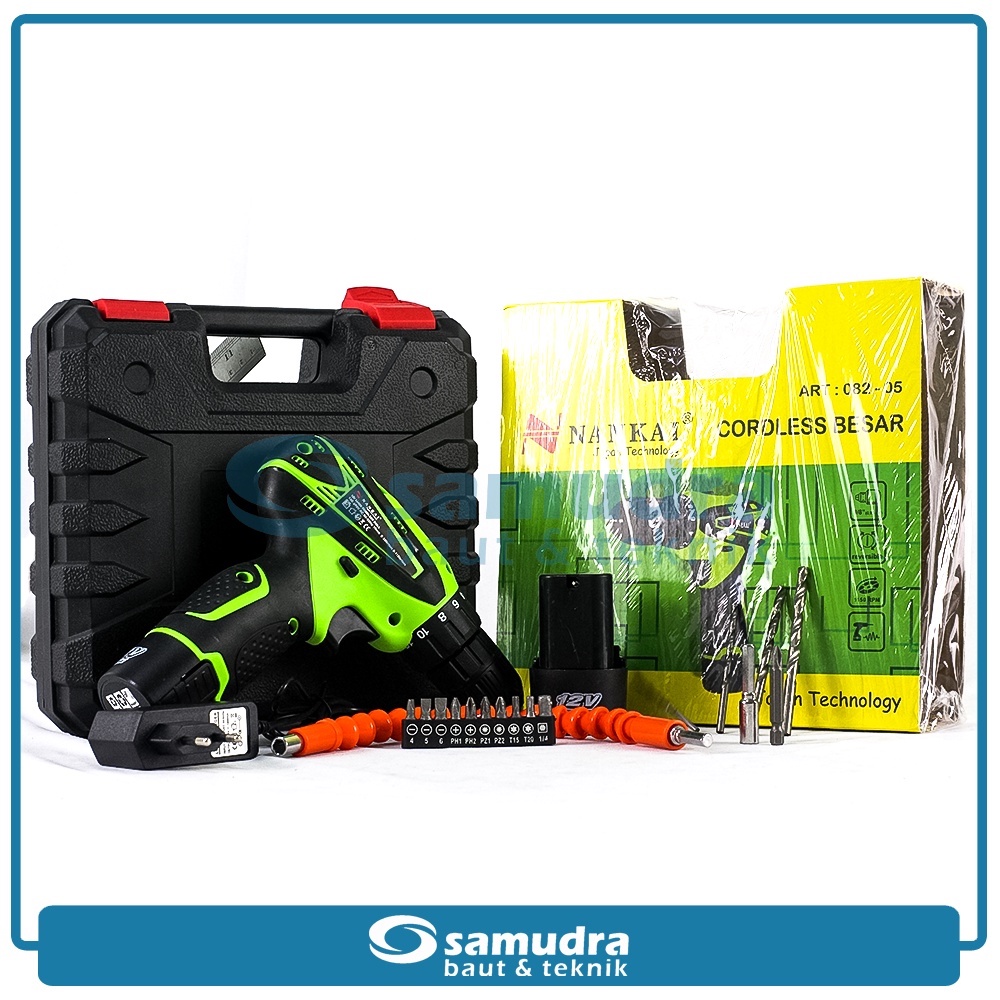 NANKAI Mesin Bor Cordless Drill Set Aksesoris Bor Tangan Mini Baterai