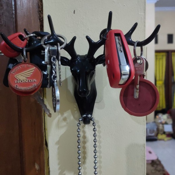 Doe Deer Key Hooks Stand Hanger Gantungan Kunci Dinding Tanduk Rusa