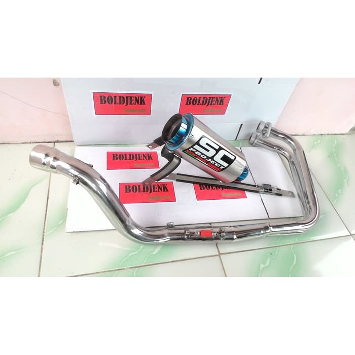 Knalpot racing SC PROJECT blue fullset R25/Mt25 dll