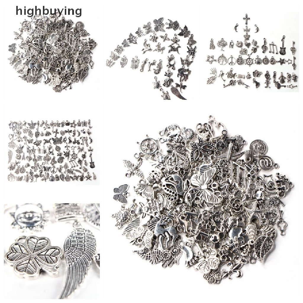 Hbid 100pcs Liontin Silver Tibet Campur Untuk DIY Perhiasan