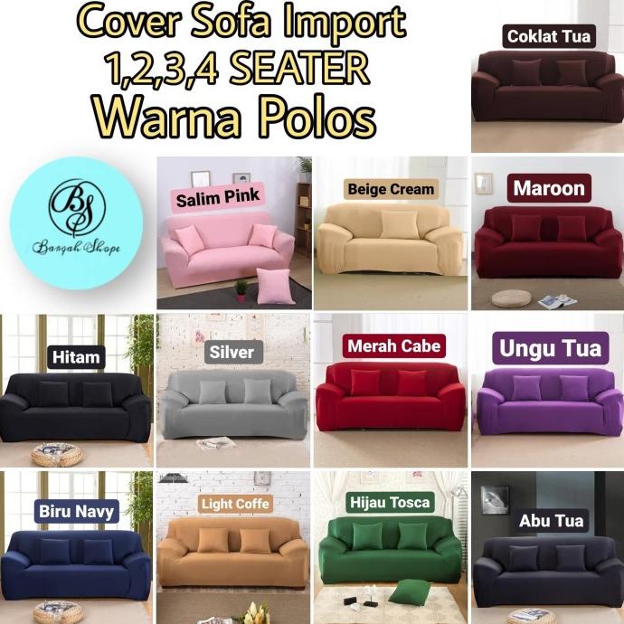 Cover Sofa Import 1 2 3 4 Seater POLOS / Sarung SOFA Bed Seat Elastis