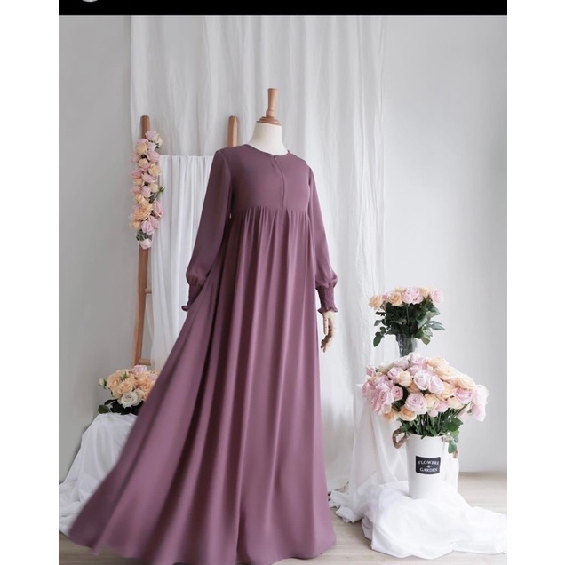 Amara silk dress by auroraclo rose taupe size M bahan fursan silk