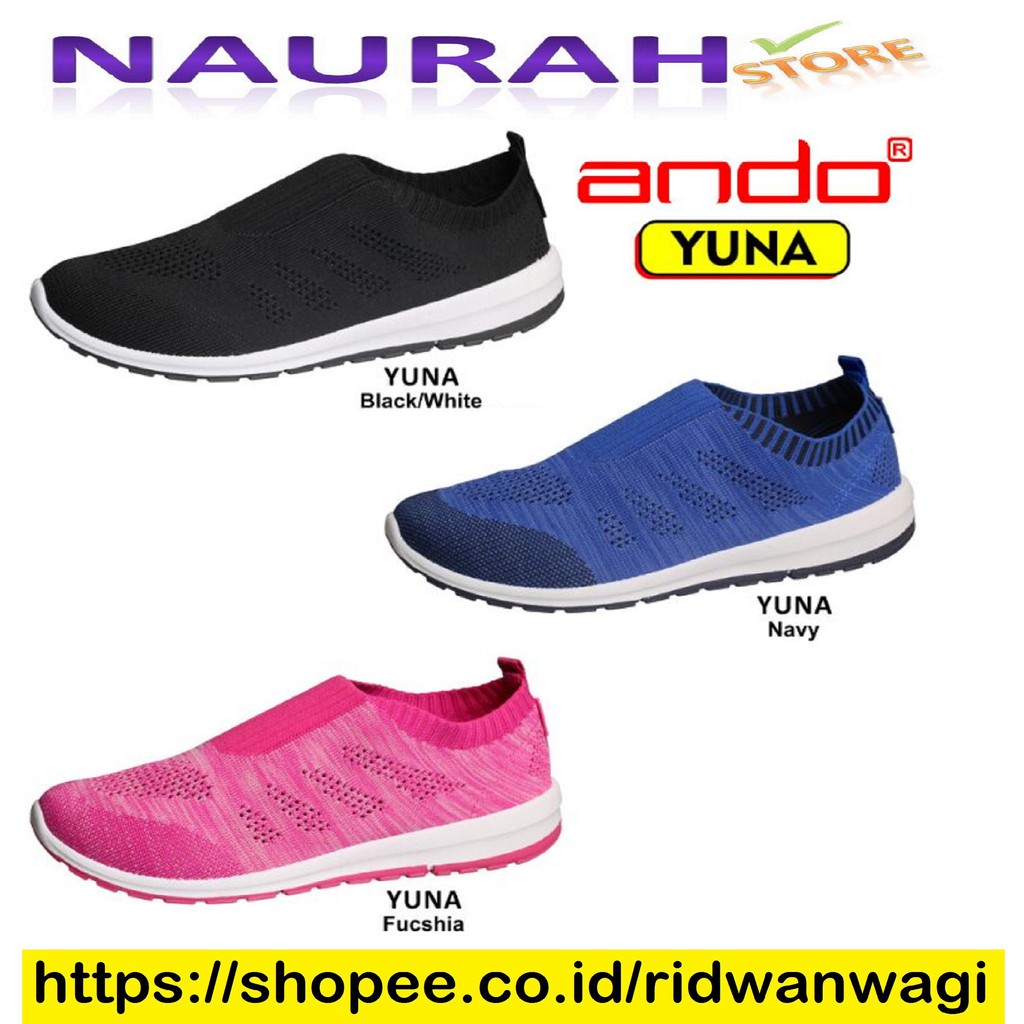 SEPATU WANITA ANDO YUNA 100% ORIGINAL Sneakers Rajut Trendy Elastis Kualitas Import Model Kaos Kaki