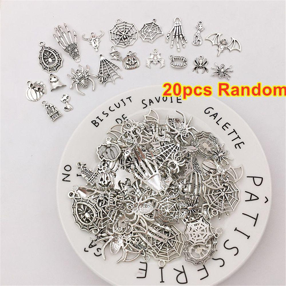 Lily 20pcs Random Halloween Charms Earrings Natal Hantu Spider Kerangka Logam