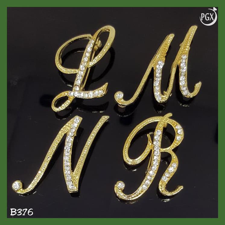 BROS HURUF INISIAL NAMA AKSESORIS HIJAB JILBAB - B376