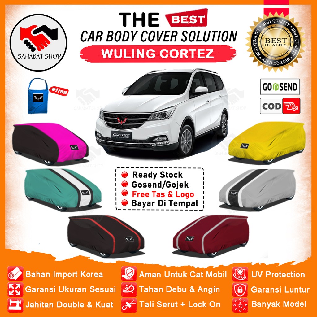 Sahabat Body Cover Mobil Cortez / Sarung Penutup Wuling Cortez Outdoor / Selimut Tutup Mantel Pelindung Jas Mantol Kerudung Kelambu Tutupan Terpal Pembungkus Kerodong Bungkus Mobil Cortez Waterproof Anti Air Model Orange