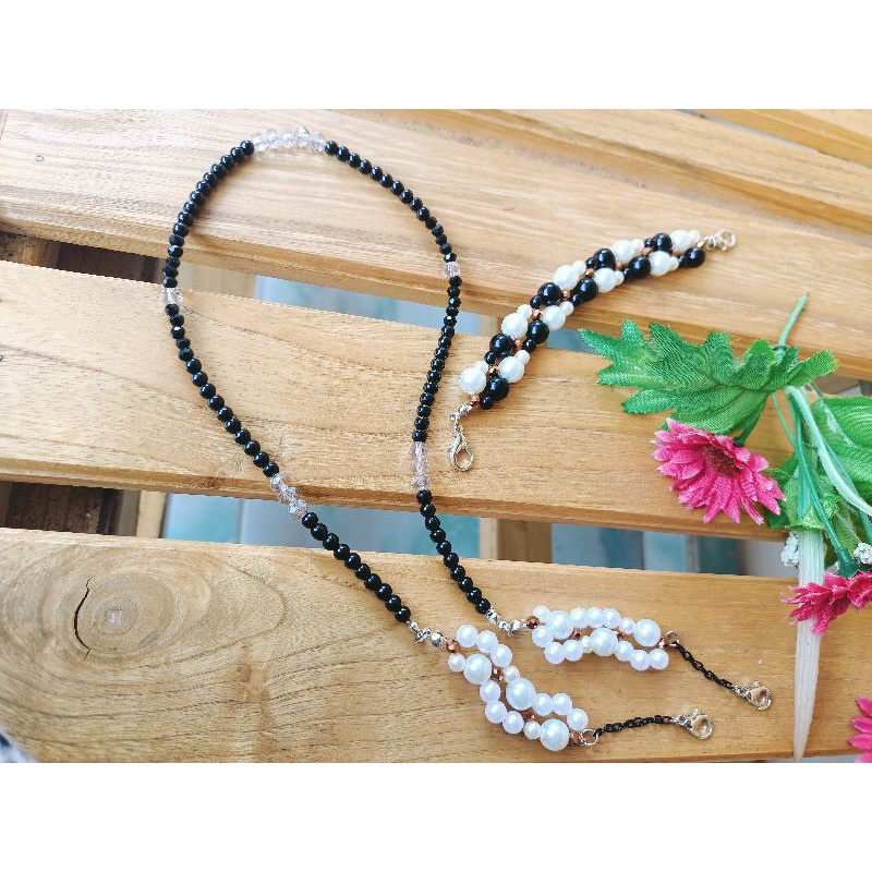 1 set konektor masker dan kalung mutiara