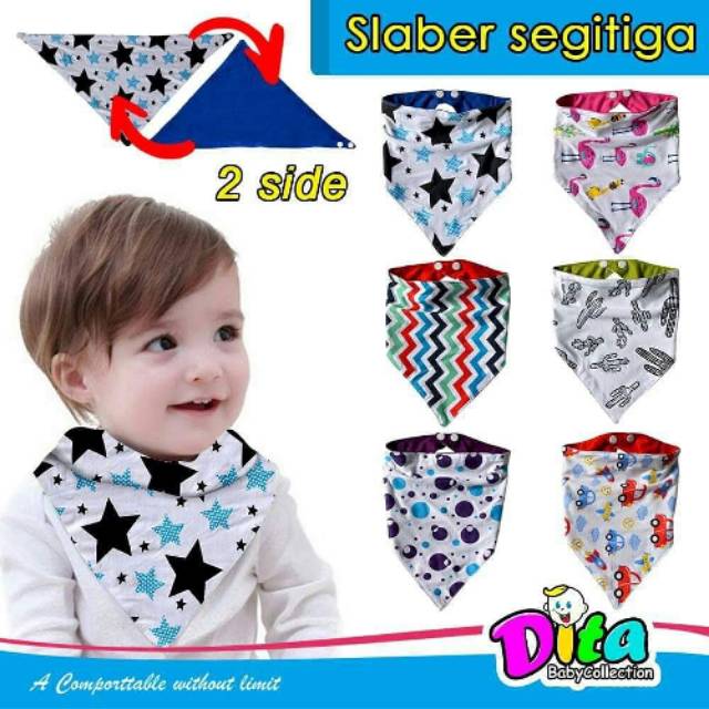 Slaber segitiga bayi / BIB slaber segi tiga / tatakan iler Bayi Slaber bayi Motif Dita , lap iler bayi murah bahan halus , tarakan iler bayi